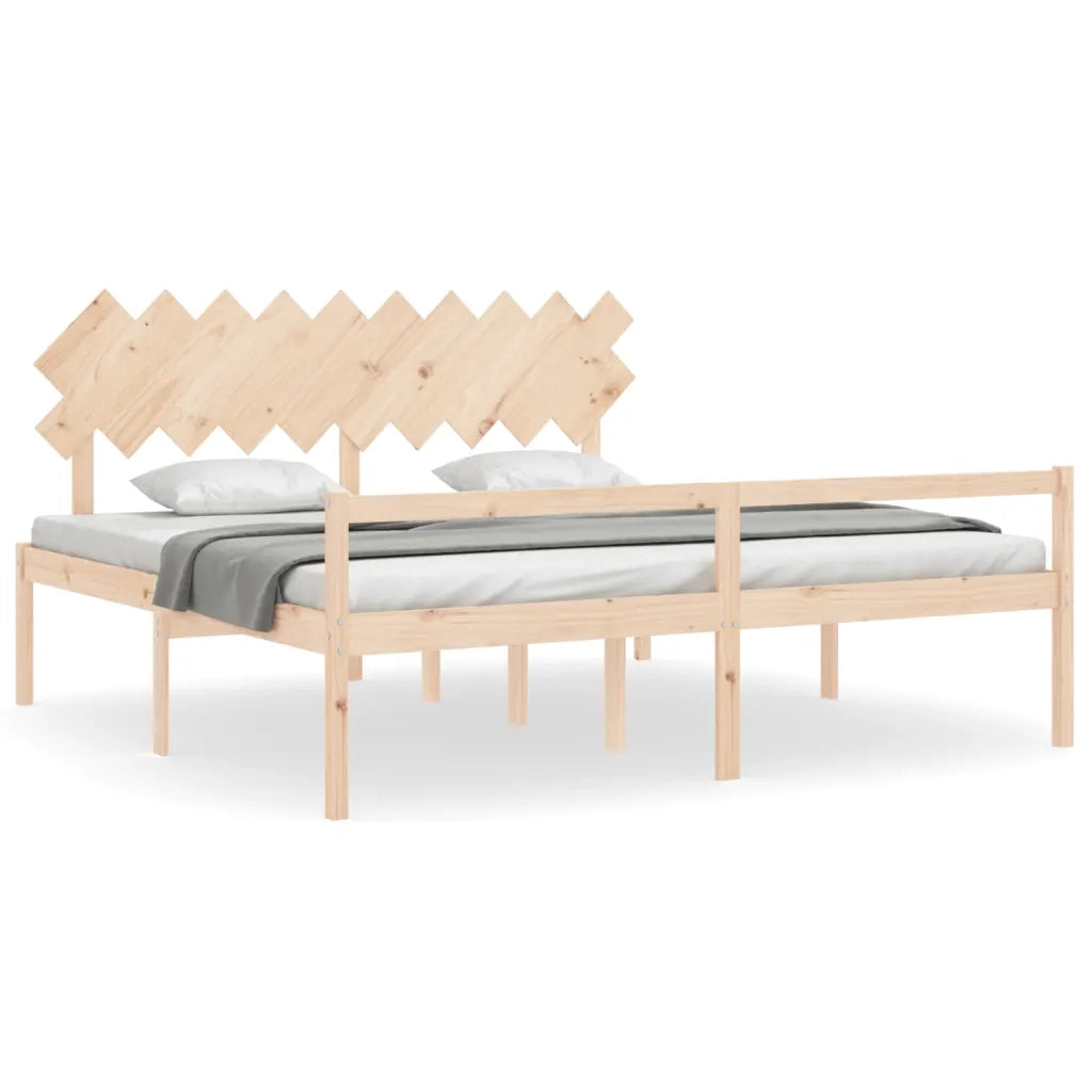 Letto per Anziani con Testiera-Struttura Letto per Anziani 200x200 cm in Legno Massello 464176