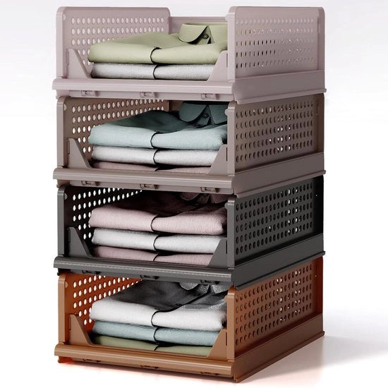 Organizzatore per armadio - risparmia spazio - set di 4 - marrone - materiale PP - 43 x 33 x 18 cm