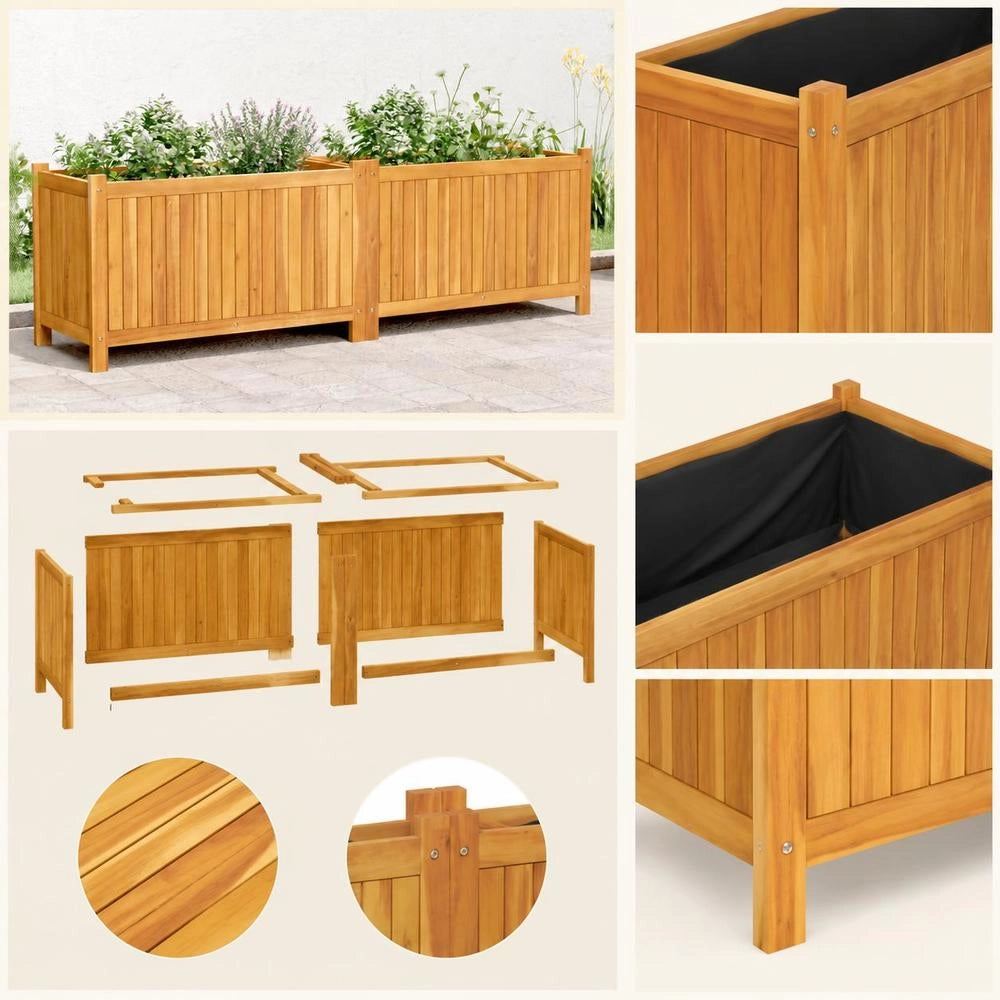 Plant Pot With Insert 153x38.5x50 Cm Solid Acacia Wood