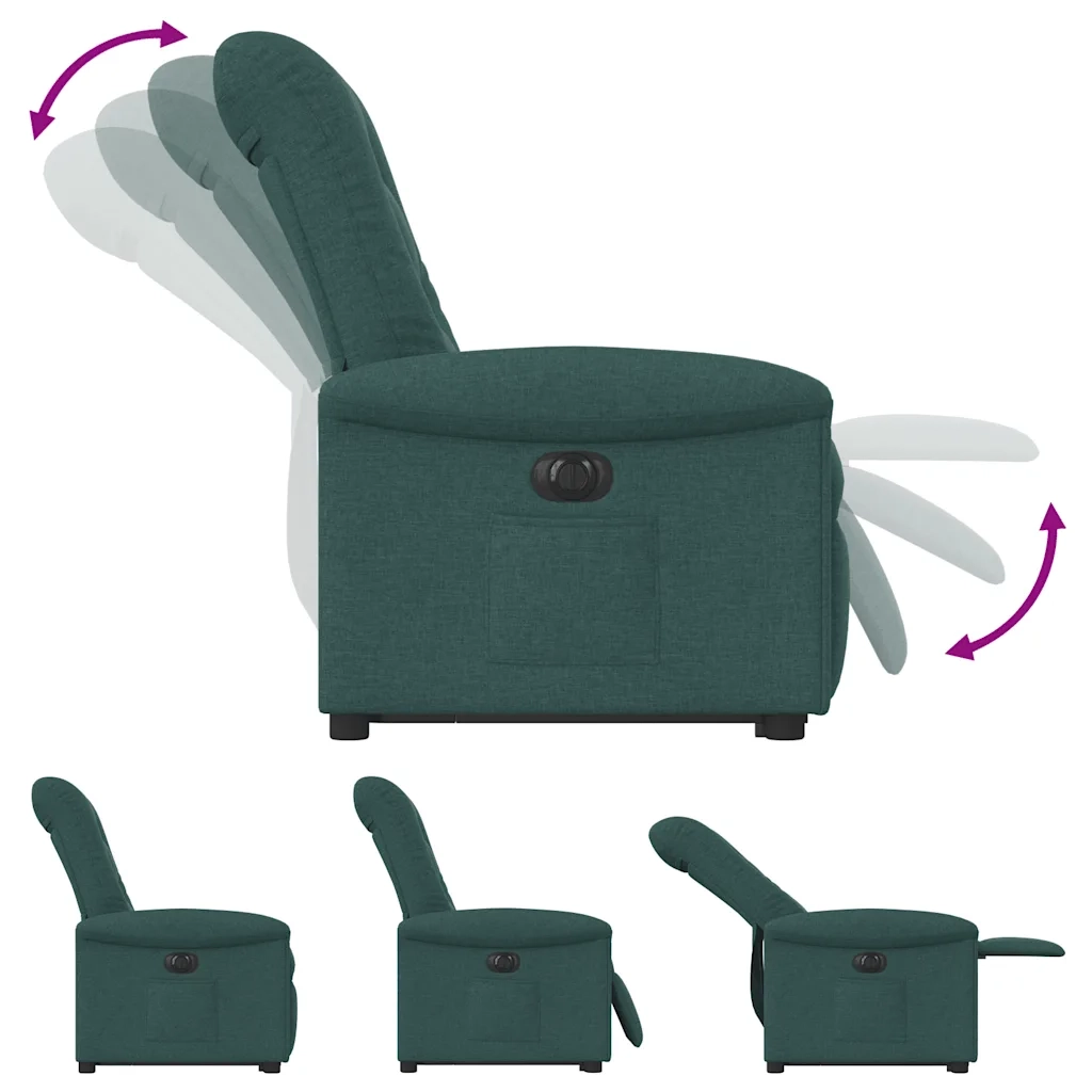 Poltrona Alzapersona Reclinabile Elettrica Verde Scuro Tessuto 3303280