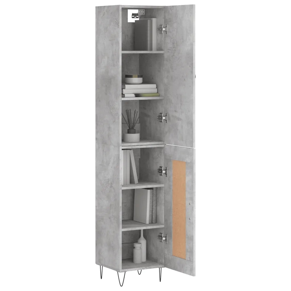 Credenza-Buffet-Armadio da cucina Grigio Cemento 34,5x34x180 cm in Legno Multistrato 644636