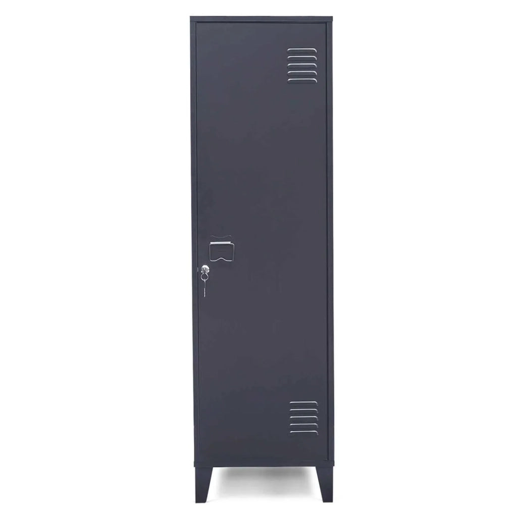 IDMarket - Armadietto ESTER con porta in metallo grigio scuro, design industriale