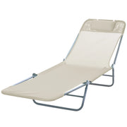EasyComfort Lettino Prendisole Pieghevole con Schienale Reclinabile e Cuscino, 182x56x24.5cm
