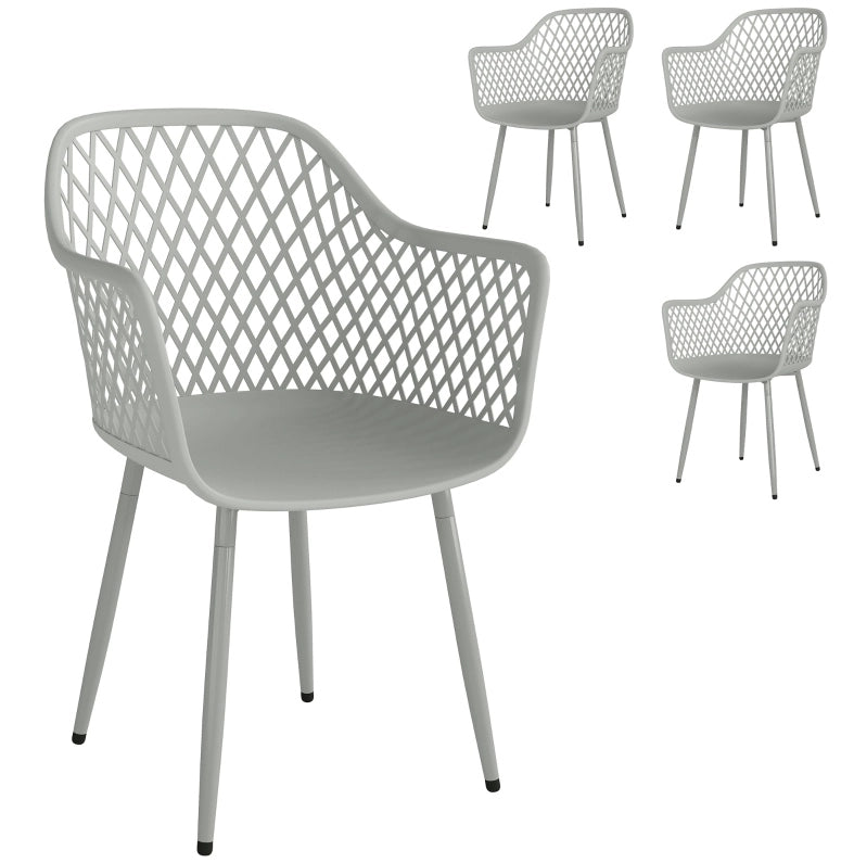 Set 4 sedie da giardino con braccioli; 56 x 51 x 84 cm; grigio