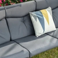 Dondolo da Giardino a 3 Posti , Dondolo da Esterno con Tettuccio Regolabile e 2 Tavolini, Grigio 271x125x177cm