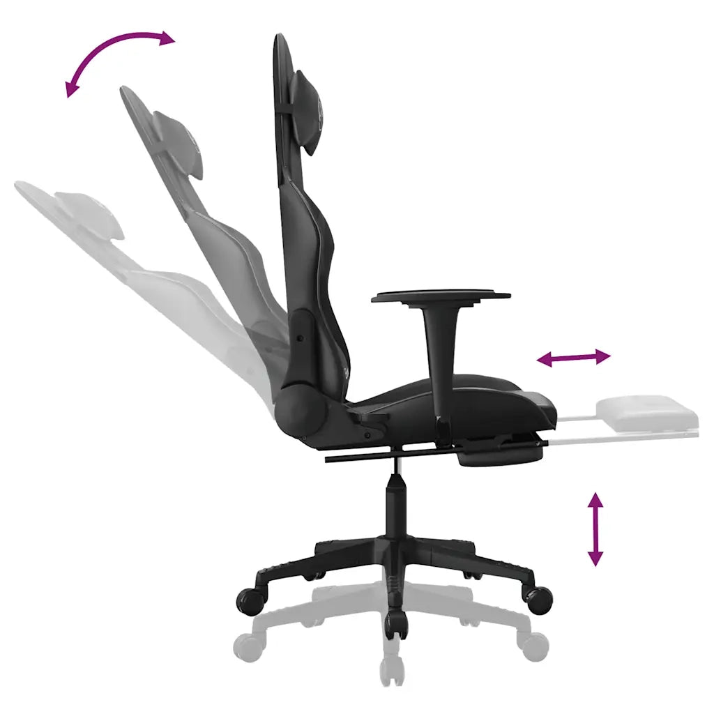 Sedia da Gaming con Massaggio e Poggiapiedi Nera in Similpelle cod mxl 61283