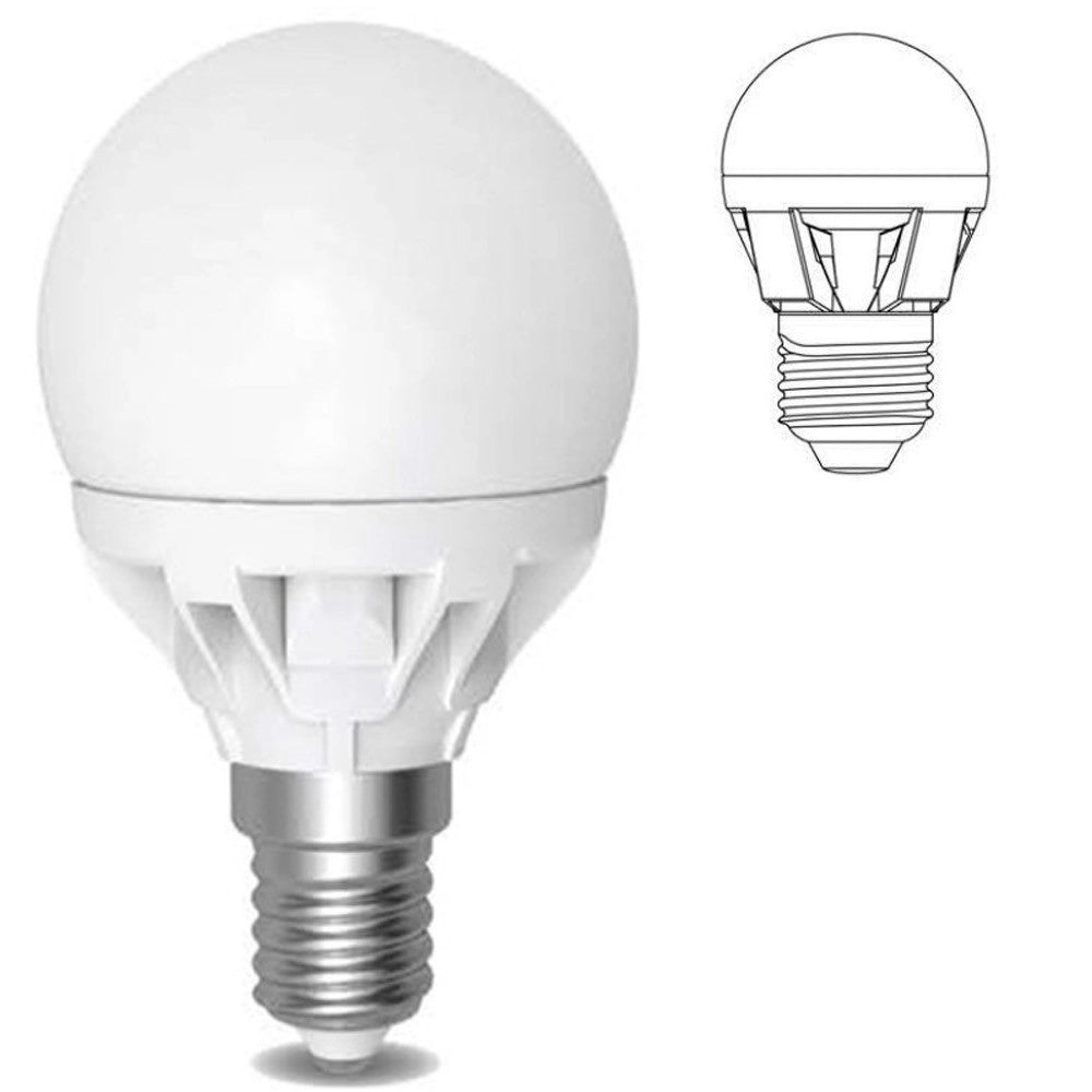 Trade Shop - Lampada Led 6w Watt E14 490 Lumen Bianco Caldo 3000°k Sfera Globo Opaca - -bianco Freddo      -