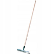 Rastrello per foglie KADAX, per giardino ed erba, con manico in legno, 138 cm, rastrello solido a 12 denti.