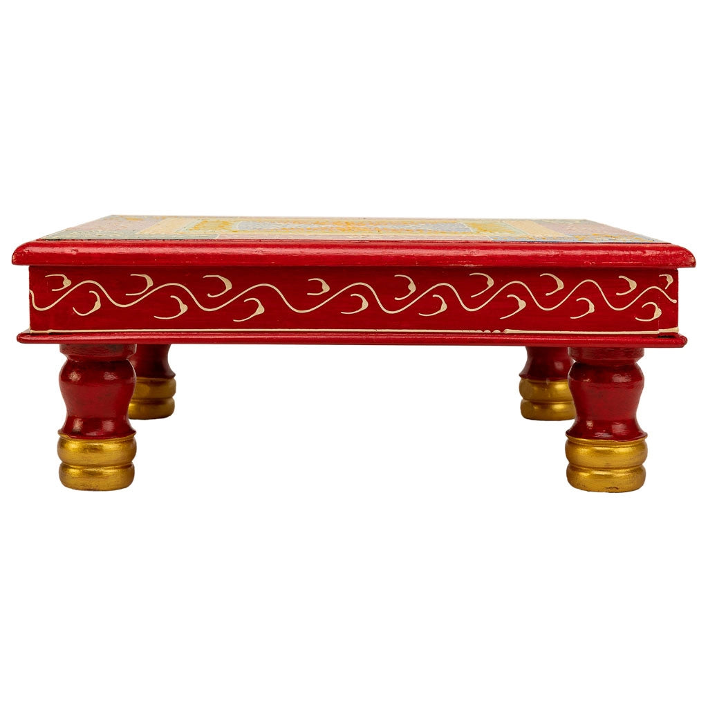 Tavolino in legno dipinto a mano 38x38x14h