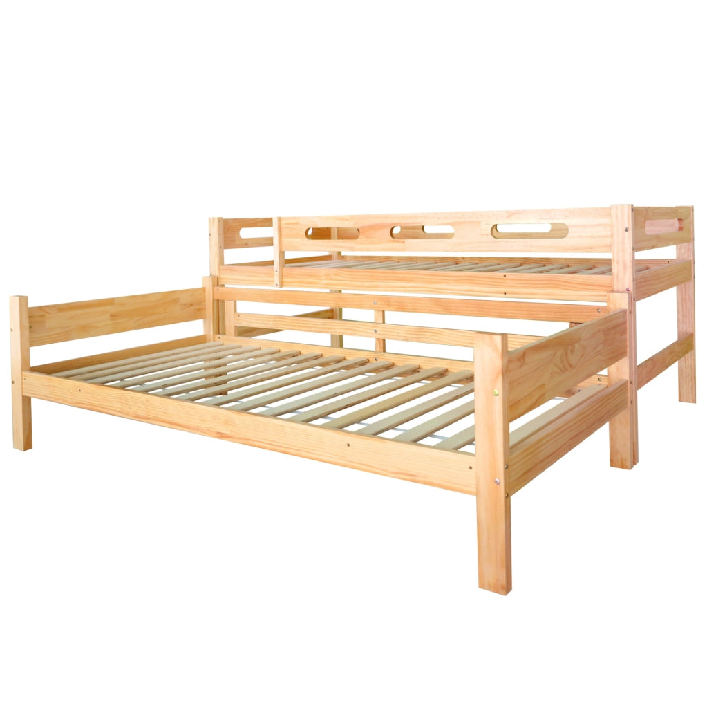 Letto a castello per bambini e ragazzi trasformabile in 2 letti singoli 90x200 cm; naturale
