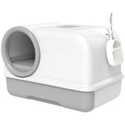 Lettiera per Gatti Chiusa con Coperchio 59x39,5x39,5 cm Vassoio e 2 Sacchetti di Carbone in PP Bianco e Grigio