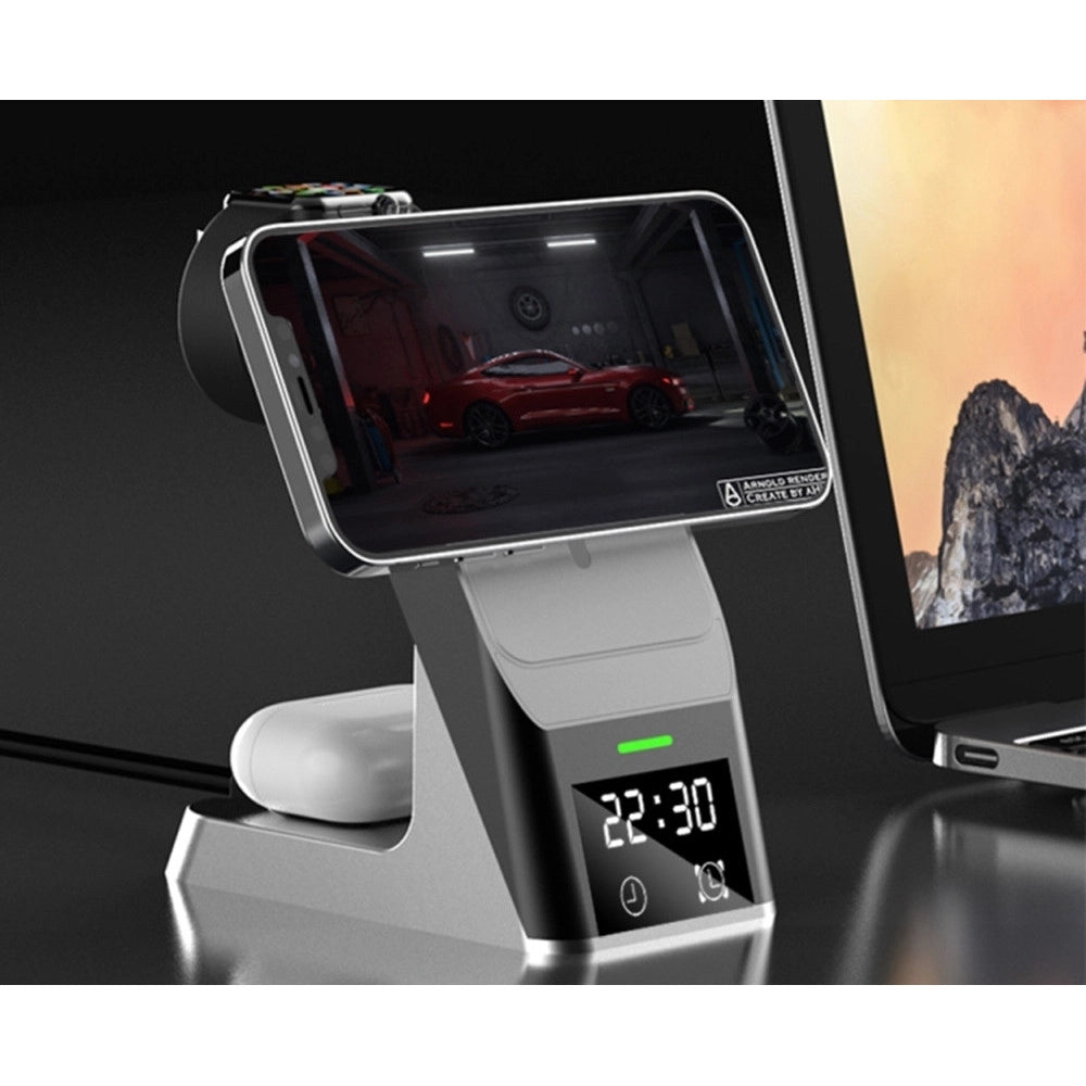 Trade Shop - Stazione Di Ricarica Wireless Magnetica 20w Supporto Per Smartphone Watch Airpods Q-wx500 -