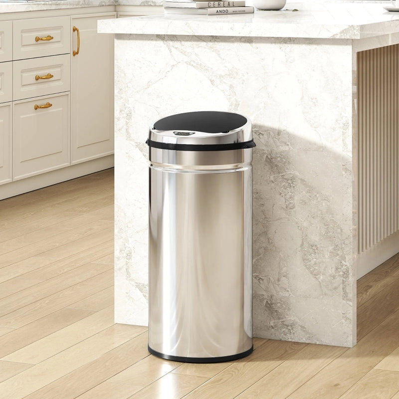 Pattumiera automatica da 42 litri con sensore, in acciaio inox, per cucina e sala da pranzo.