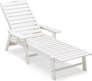 Sedile esterno XXL, 207 x 86 x 31,5 cm, sedile per esterno in look di legno, sedile da giardino con contenitore per bicchieri, braccioli e schienale regolabile, sedile da relax in HDPE per giardino, piscina, terrazza