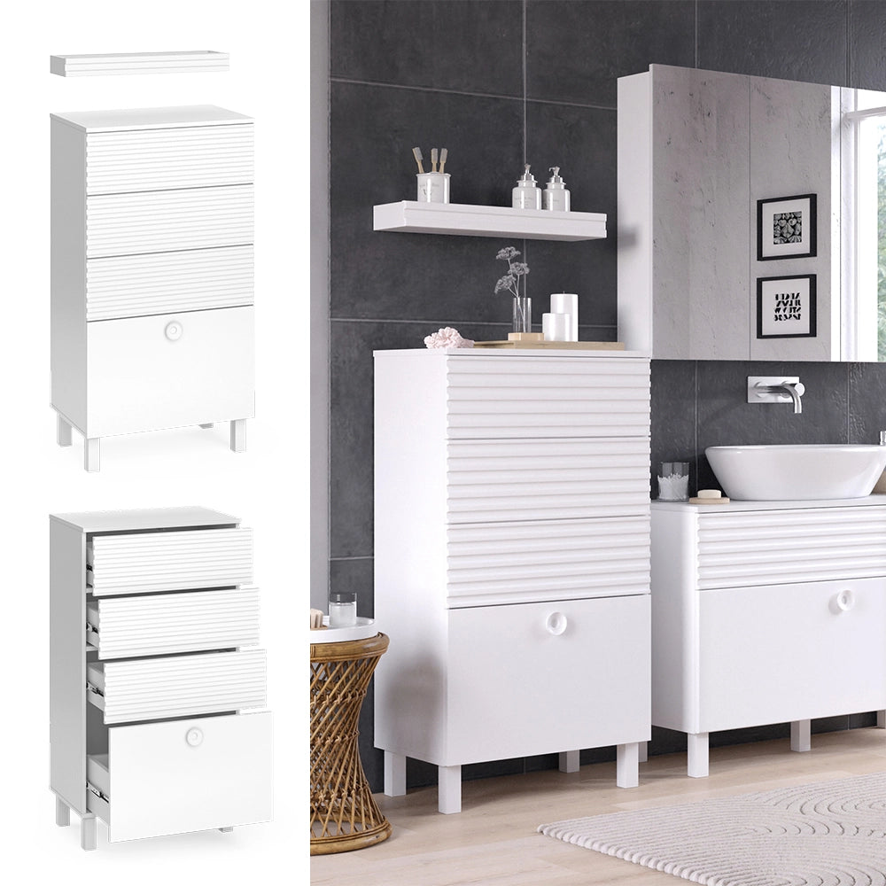 Vicco Mobiletto bagno Bianco 60.2 x 113 cm con 4 cassetti