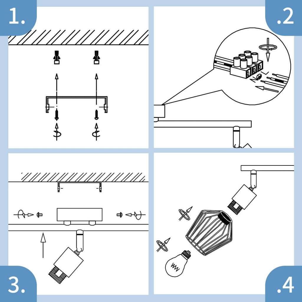 ZMH Lampada da soffitto 3 faretti E14 metallo bianco orientabili 350° stile industriale per corridoio soggiorno