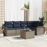 Set Divano da Giardino 6 pcs Grigio polyrattan