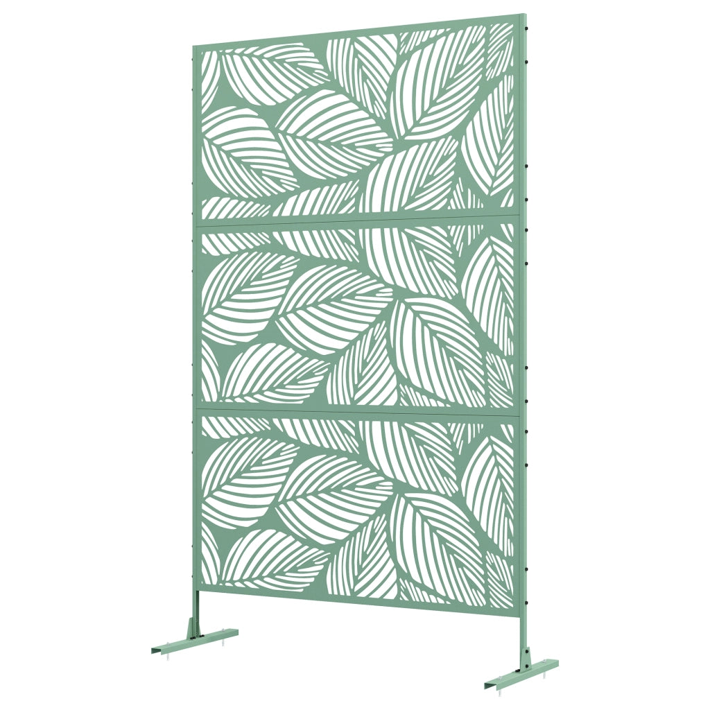 Pannello frangivista decorativo ¨C Xylo ¨C metallo verde motivo vegetale 122x45x198 cm
