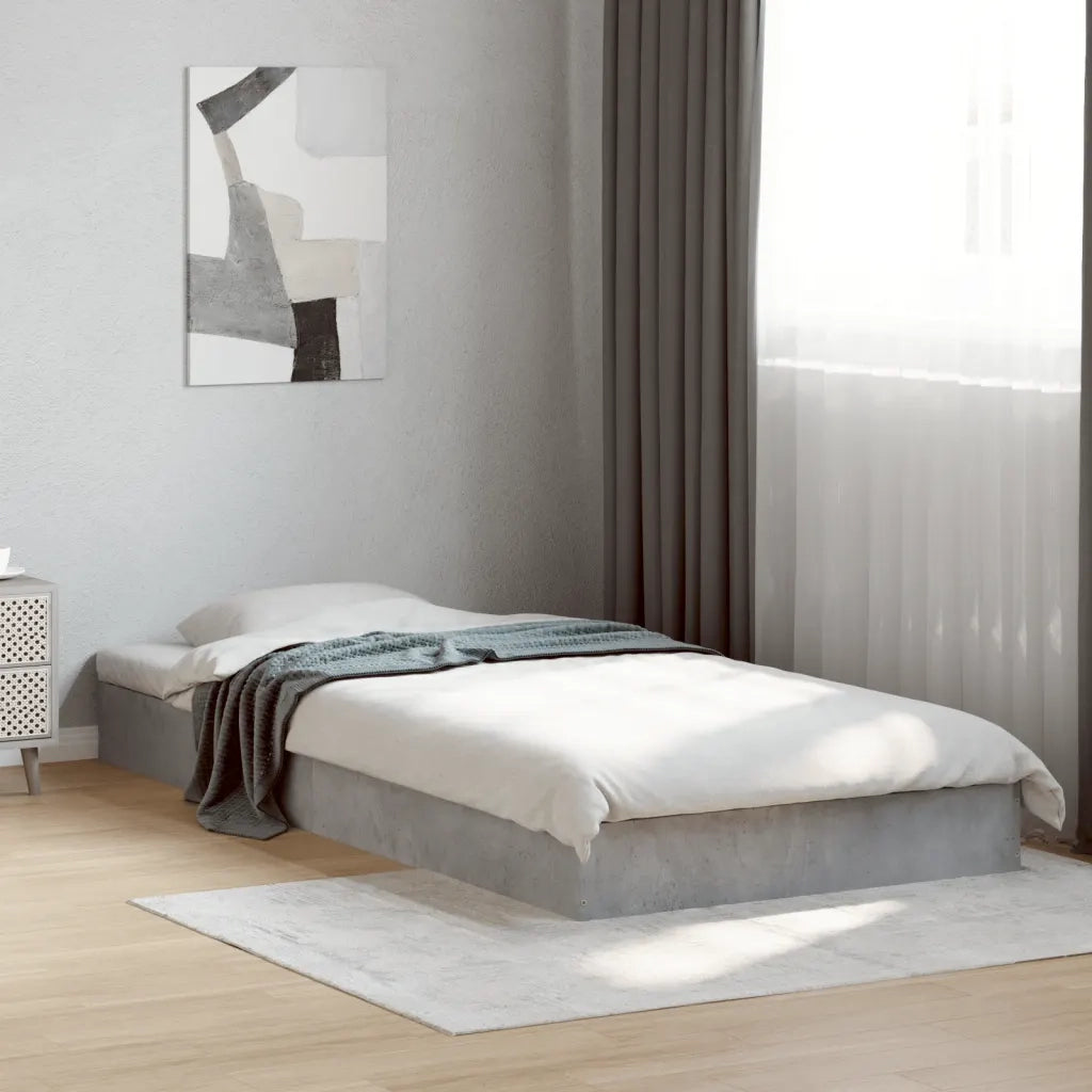 Letto singolo | Letto per adulti | Giroletto Grigio Cemento 75x190 cm in Legno Multistrato