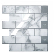Tegli da parete 3D, neri, 30 x 30 cm, per rivestimento di parete, confezione da 10, tegli da parete adesivi per cucina e bagno, metri da parete adesivi, tegli da parete adesivi acqua-resistenti, con finitura marmo grigio