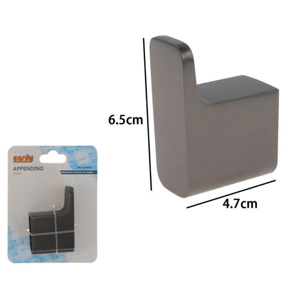 Trade Shop - Appendino Gancio Per Accappatoio Asciugamano Stilizzato Acciaio Grigio Fumè Bagno 87936 -