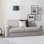 Divano Letto Estia, Divano a 3 posti, Made in Italy, SofÒ  Soggiorno con apertura girevole, in tessuto imbottito, con Braccioli standard, cm 220x95h90, Grigio