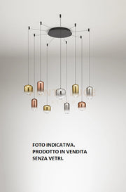 Sospensione 9 luce in metallo colore nero Hunter LED 63W 3000K CRI?80 220-240V 50/60Hz 3600Lm vetro acquistabile separatamente