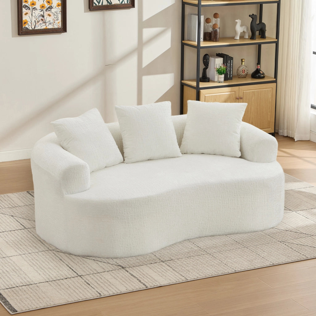 Divanetto Curvo con Cuscini ¨C MINIMAL ¨C Chenille, 2 Posti, Senza Montaggio