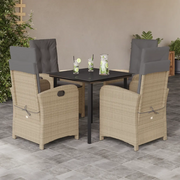 Set Pranzo da Giardino 5 pz con Cuscini Beige Misto Polyrattan 3212401