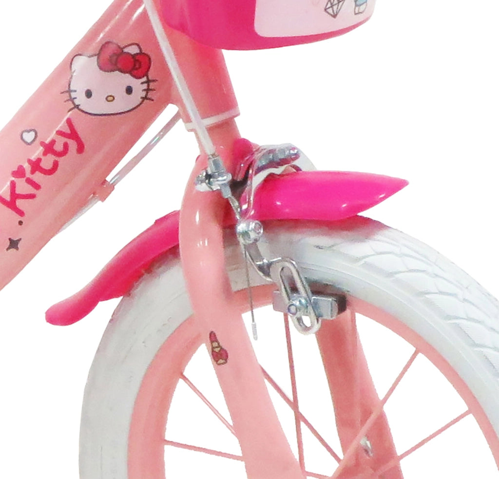 Bicicletta per Bambine 14" Hello Kitty Freni Caliper e Stabilizzatori in Acciaio Hi-Ten Rosa