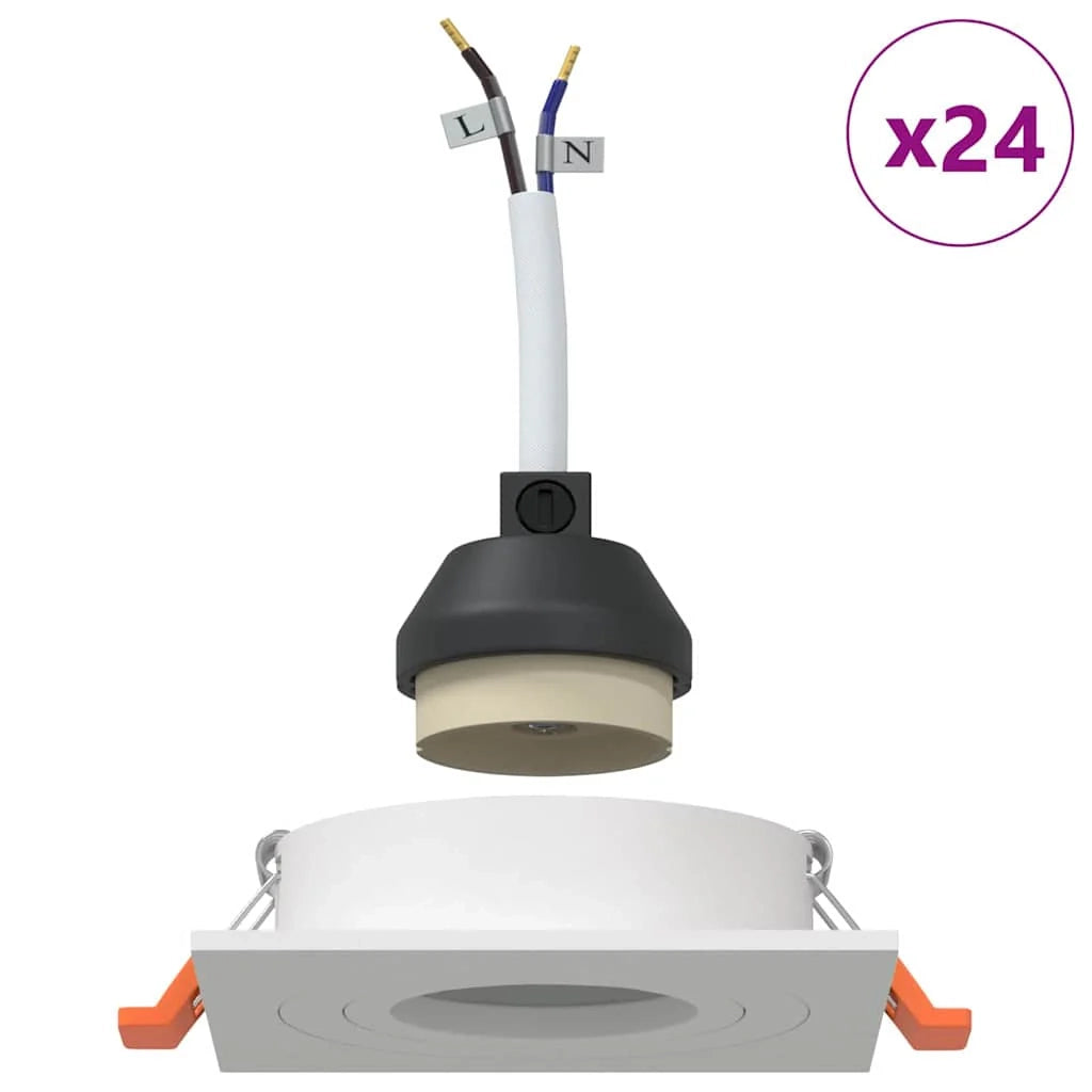 Set di 24 faretti da incasso dal design moderno 9 x 9 x 2 cm illuminazione flessibile per interni in alluminio bianco 02_0058261
