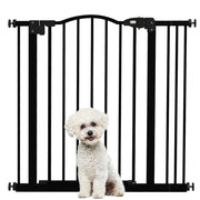 Cancelletto per Cani Estensibile 74-87x78 cm con 2 Blocchi e Chiusura Automatica in Metallo e Plastica Nero