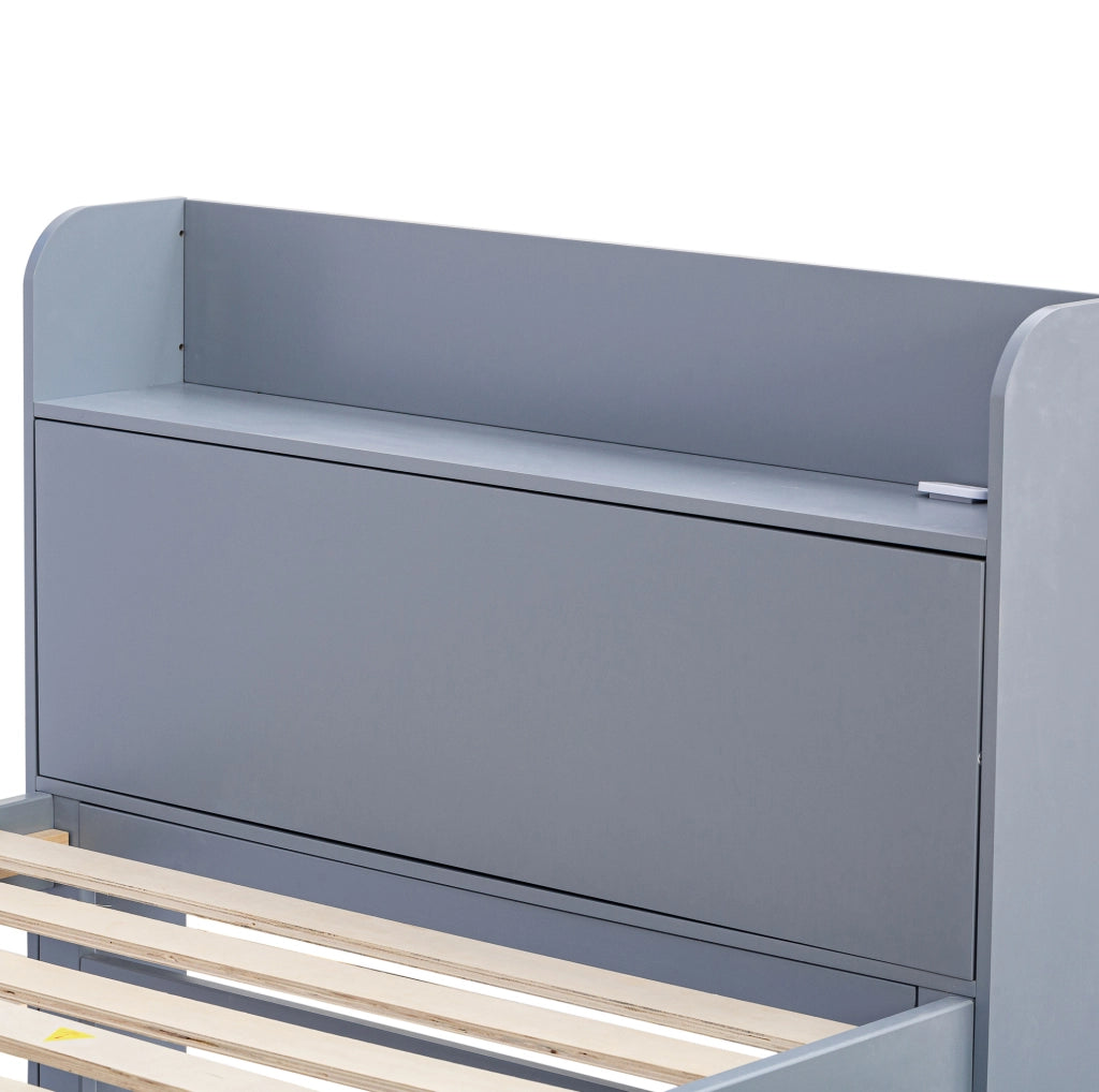 Letto in legno multifunzionale 90x190 con contenitore, cassetti e USB