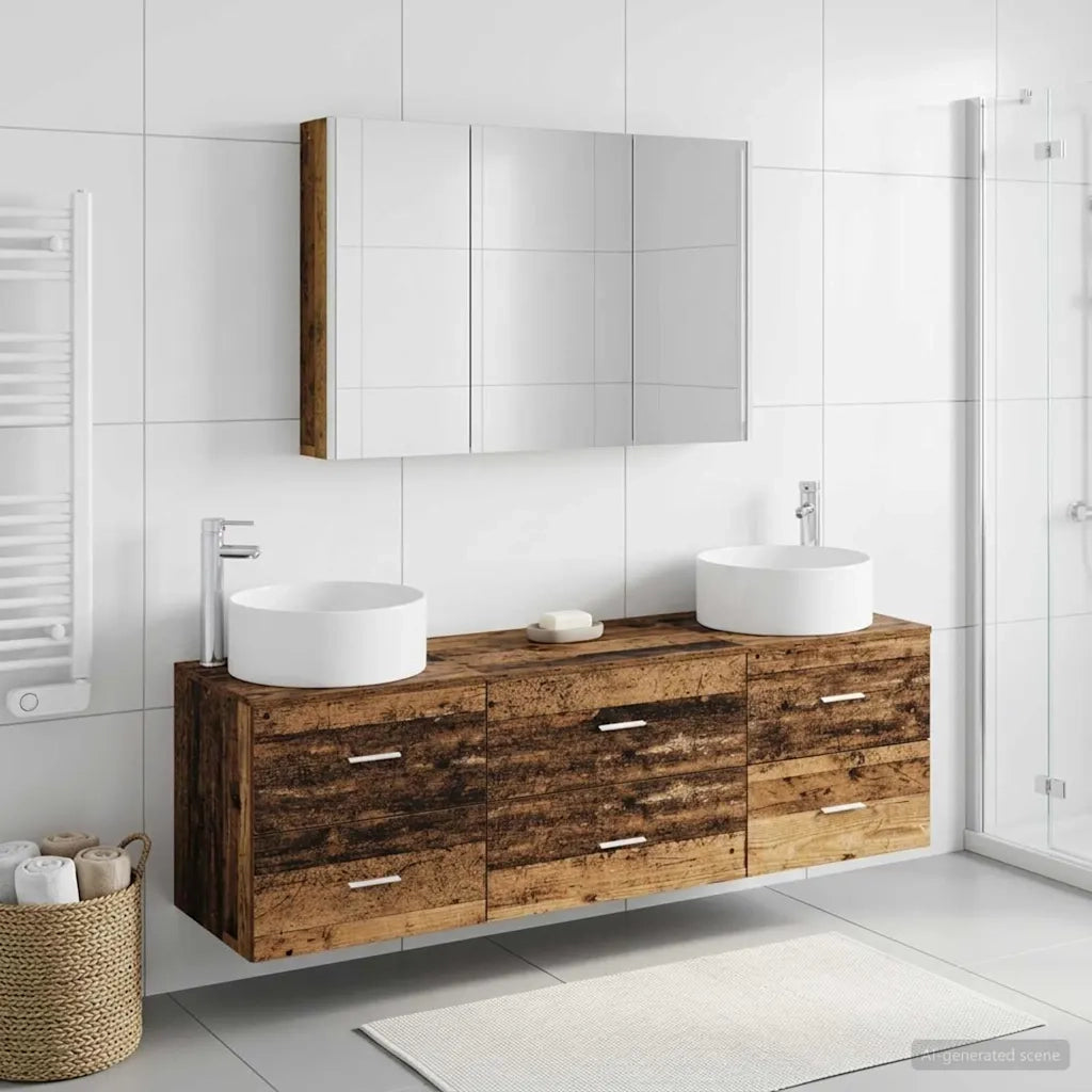 Set di mobili per il bagno 4 pcs Legno antico 3407069