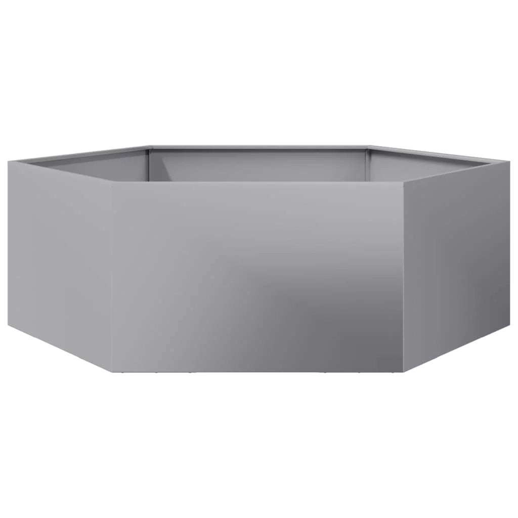 Fioriera/aiuola esagonale per piante fiori terrazza giardino 138 x 120 x 45 cm acciaio zincato argento 02_0038640
