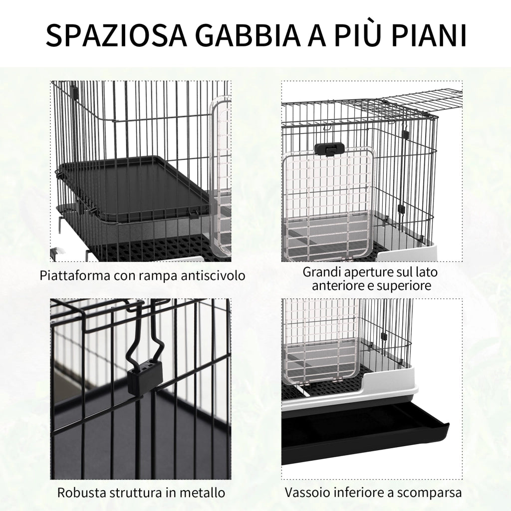 Gabbia per Criceti 81,2x52,7x66 cm in Metallo e Plastica  Nera