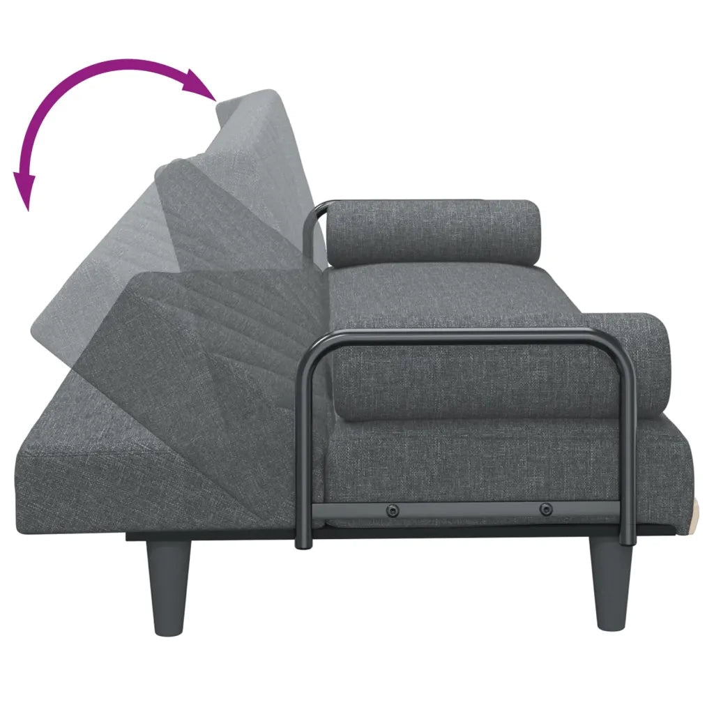 Divano letto | Sof¨¤ letto | Letto singolo con Braccioli Grigio Scuro in Tessuto