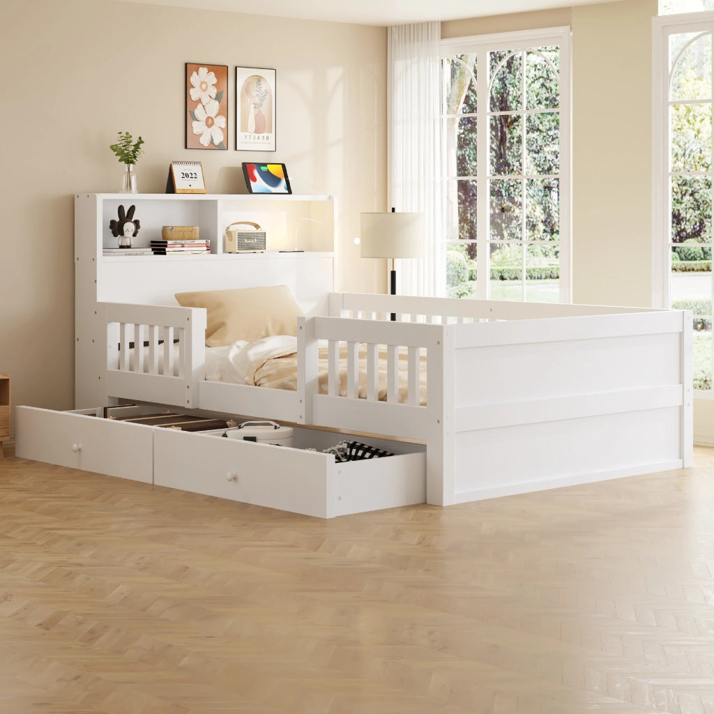 LETTO multifunzione 90x190 cm bianco in legno di pino