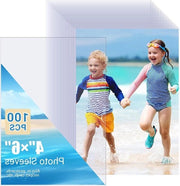 Albumini per foto 10 x 15 cm - Acquastato - Caricamento superiore - Per foto, cartoline e ricette - Trasparente - Resistente alla polvere e alle impronte digitali - 100 pezzi.