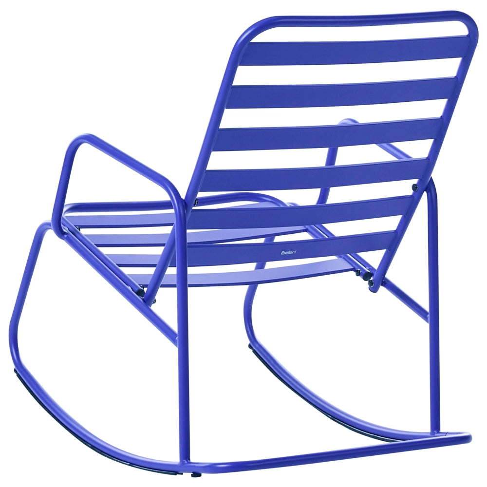 Sedia a dondolo da giardino blu alluminio a doghe Design moderno per esterni