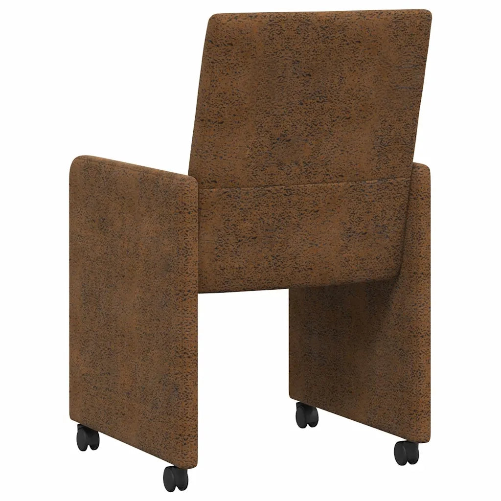 Sedie da Pranzo con Ruote 2 pcs Marrone 57 x 66 x 94 cm 42017825