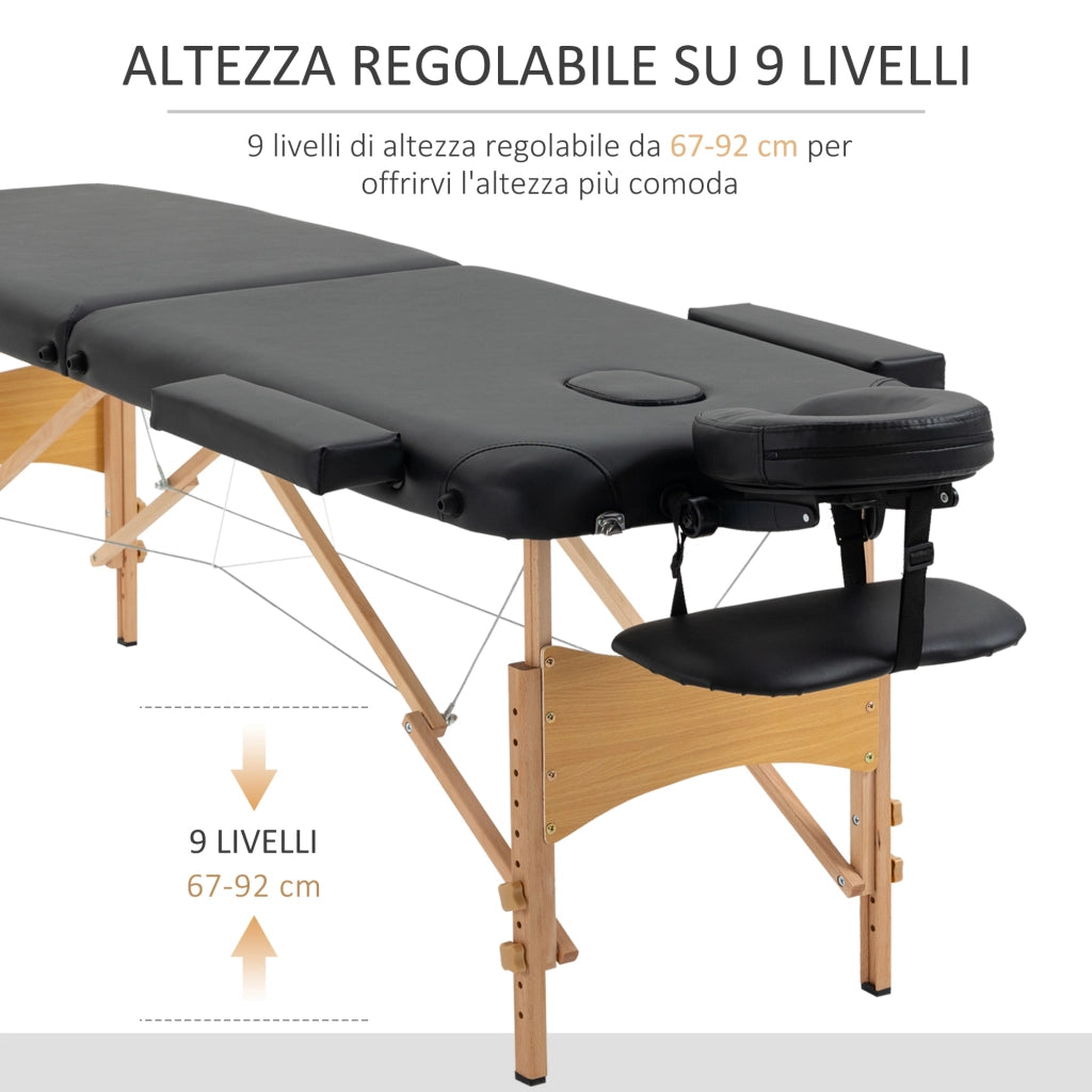 Lettino da Massaggio Pieghevole Regolabile ¨C Zephmum ¨C Nero
