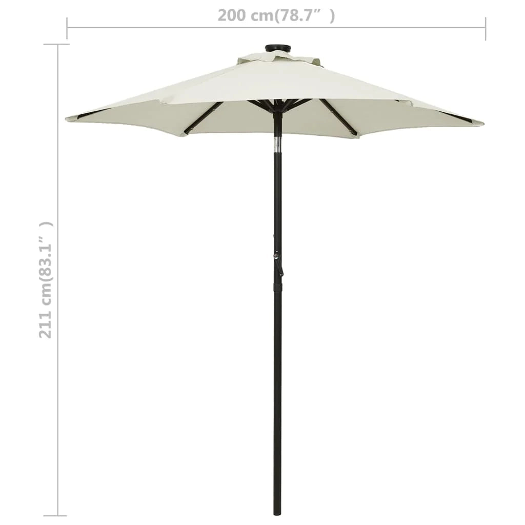 Ombrellone con luci LED 200 x 211 cm alluminio beige 02_0008093