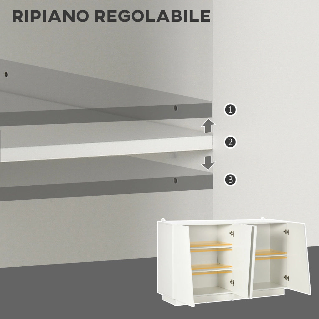 Easycomfort Mobiletto Multiuso in Truciolato Bianco a 5 Livelli con Ripiano Regolabile su 3 Livelli, 150x40x88 cm