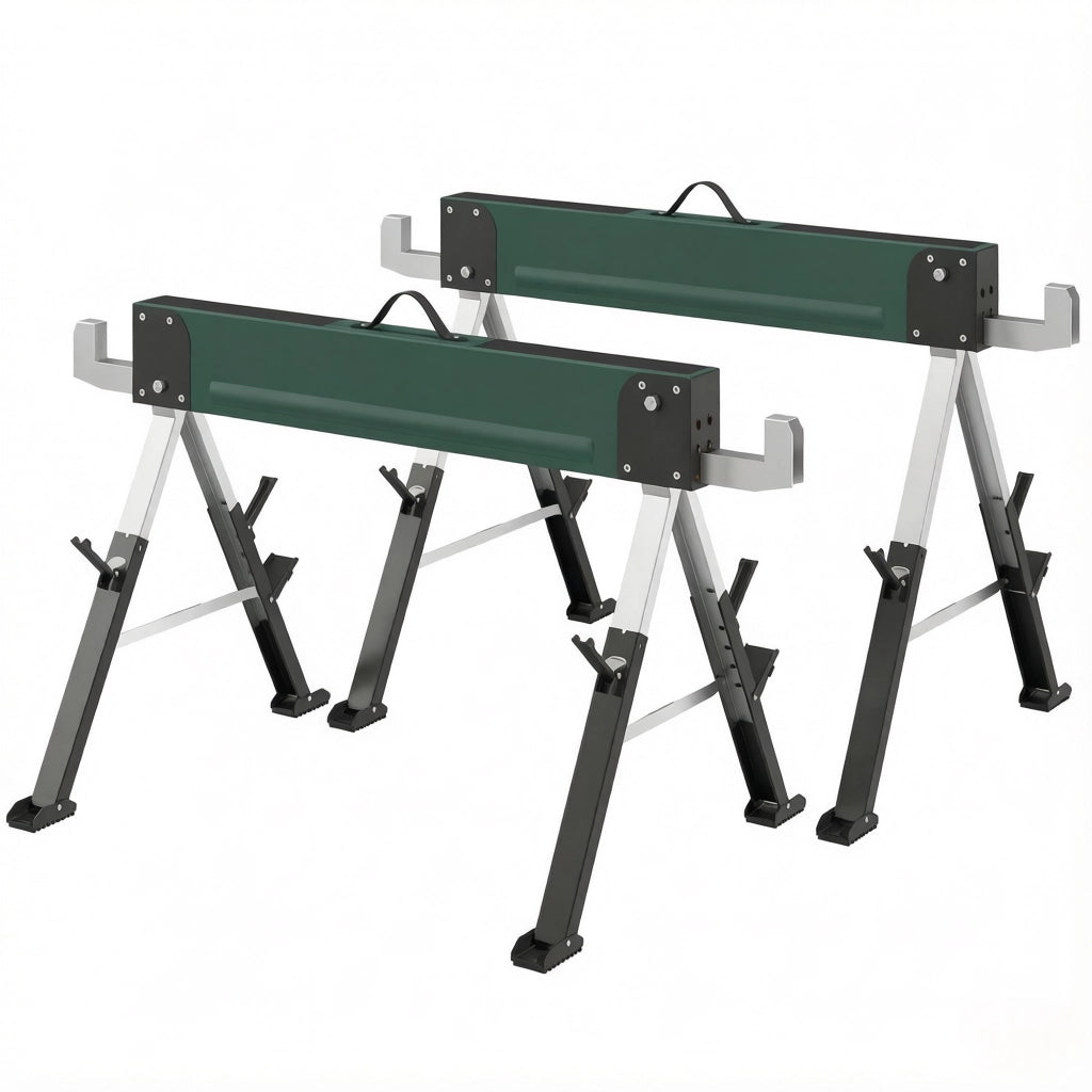 CAVALLETTO PIEGHEVOLE Set da 2 pezzi 116x64x64-81 cm Metallo Verde