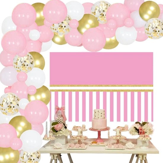 Decorazione di Compleanno Toppe Tema Festa - Drappeggio e Kit di Boe e Boccia in Rosa e Oro - Decorazioni di Compleanno per Ragazze di 2 anni