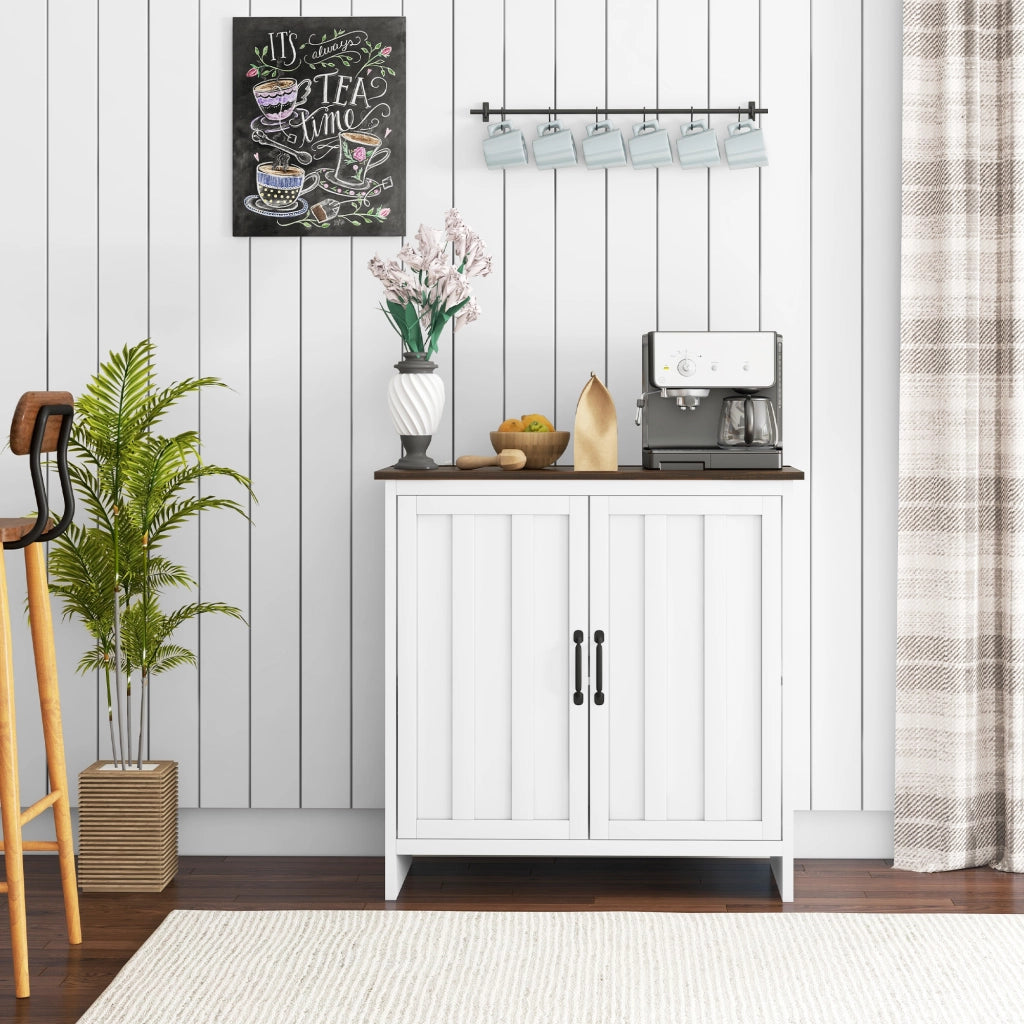 Credenza Moderna con Ante e Ripiano Regolabile ¨C Zephmum ¨C Bianco Legno 80x40x80