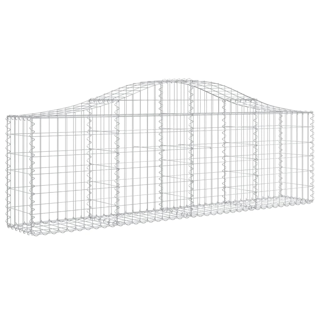 Cesto gabbione recinzione a gabbia muro di contenimento ad arco 200 x 30 x 60/80 cm ferro zincato argento 02_0040015
