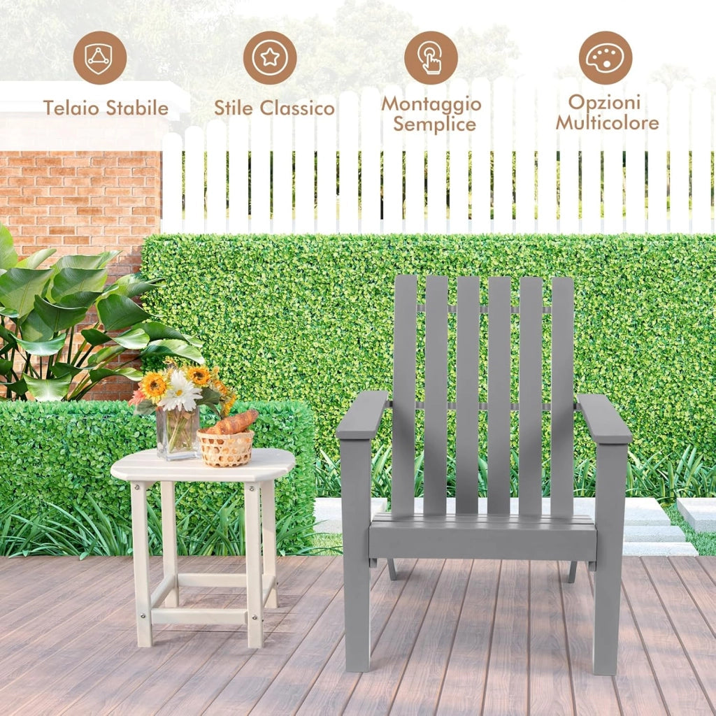 Sedia da Giardino in Legno, Sedia Bassa con Braccioli da esterno, Poltrone per Cortile, Piscina, Balcone e Giardino, Capacità di Carico 160 kg, 73 x 68 x 85cm (Grigio)