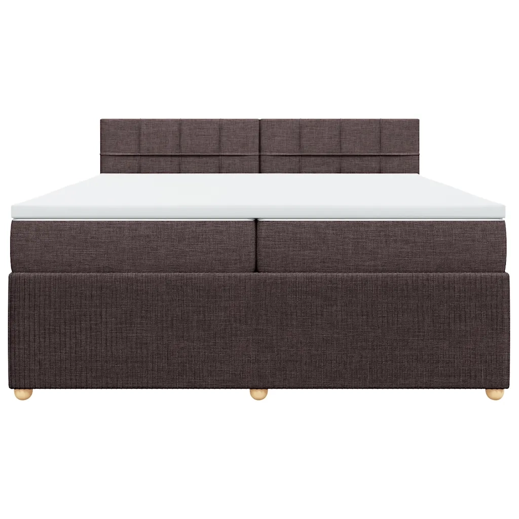Giroletto a Molle con Materasso Marrone Scuro 200x200cm Tessuto